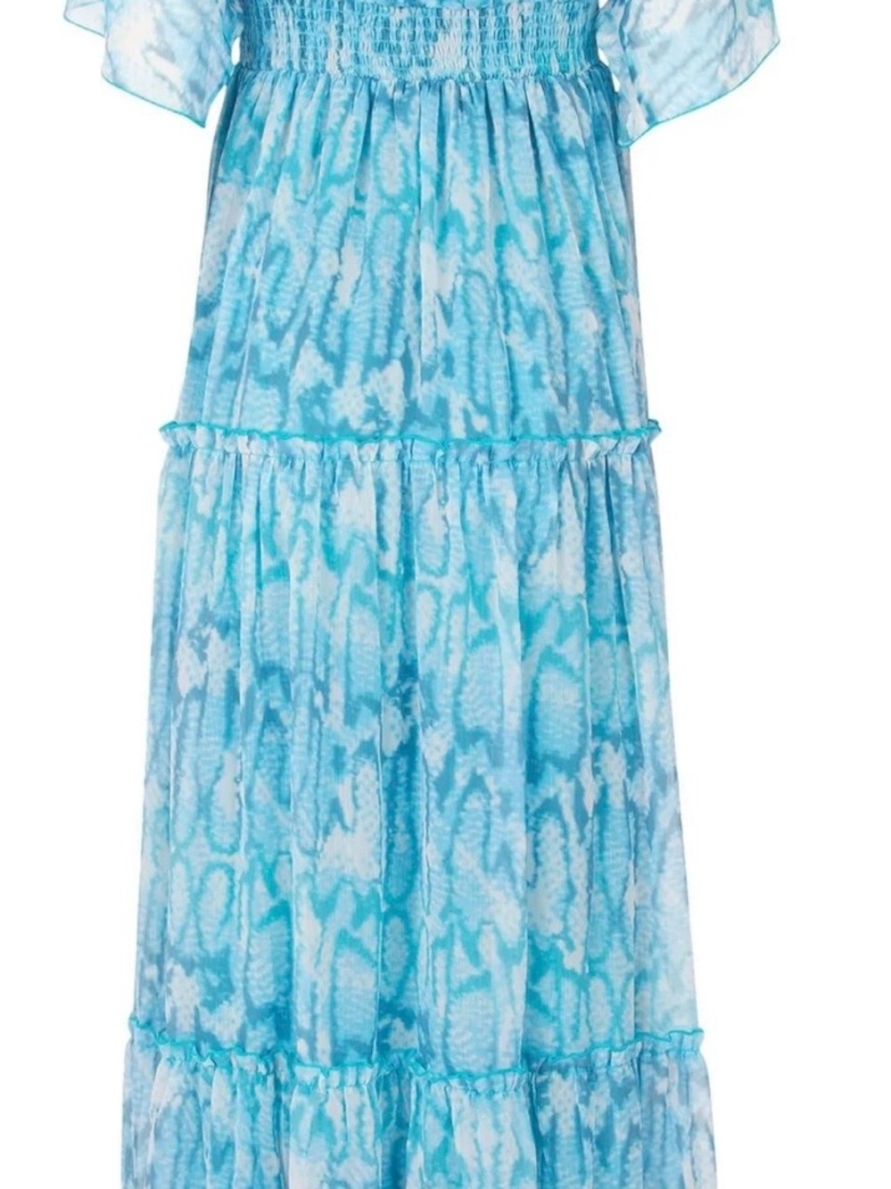 VENUS Light Blue Tie-Dye Tiered Maxi Skirt